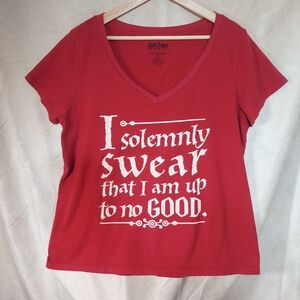 Torrid Harry Potter "I Solemnly Swear" Red V-Neck Graphic Tee Women's 2X / 2